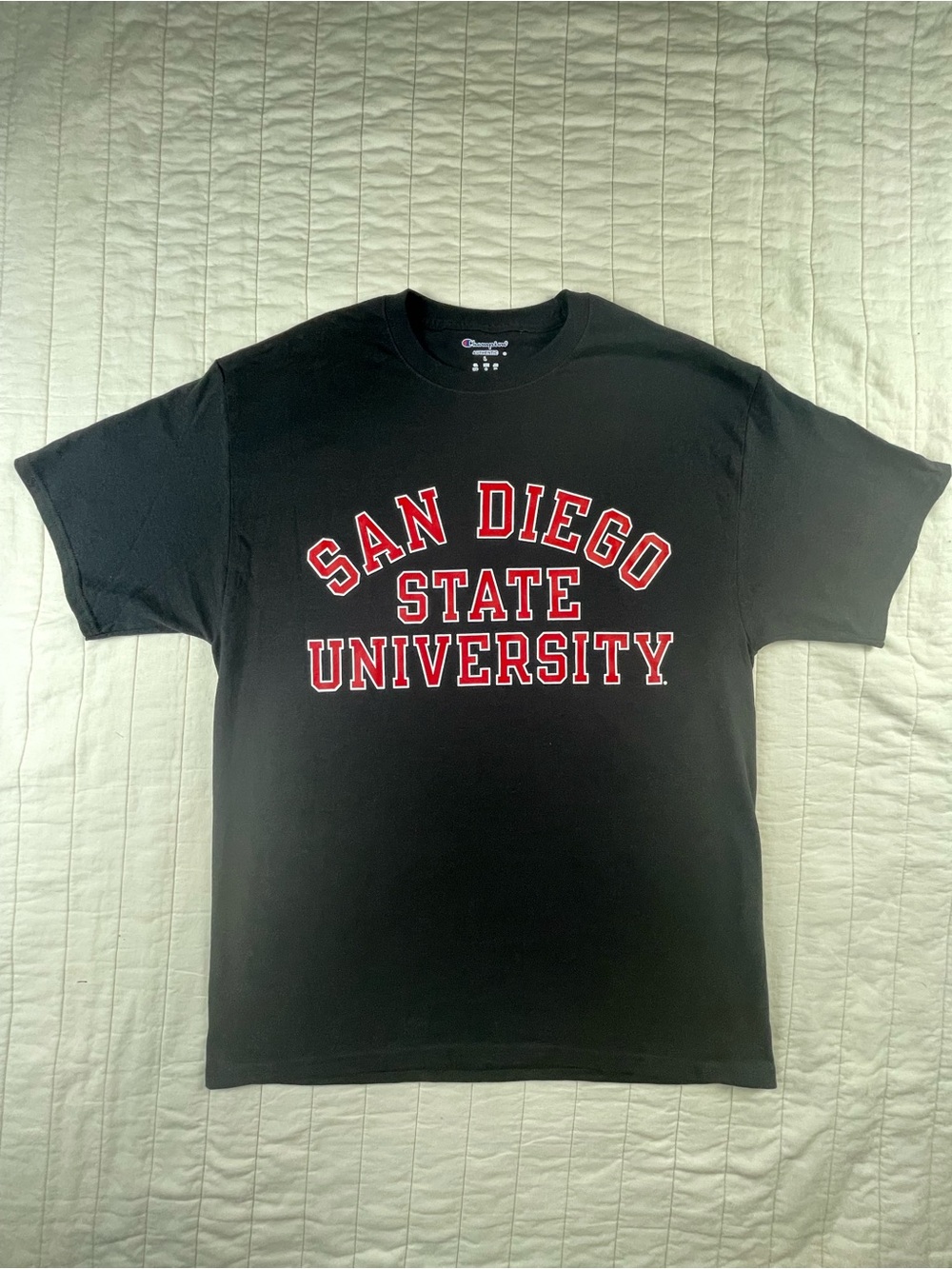 Champion Black San Diego State University Cotton  Logo Tee Large